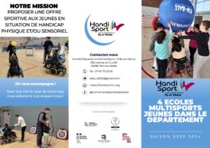 Flyer écoles multisports du 35 : Description succincte des activités du CDH pour les jeunes en situation de handicap
